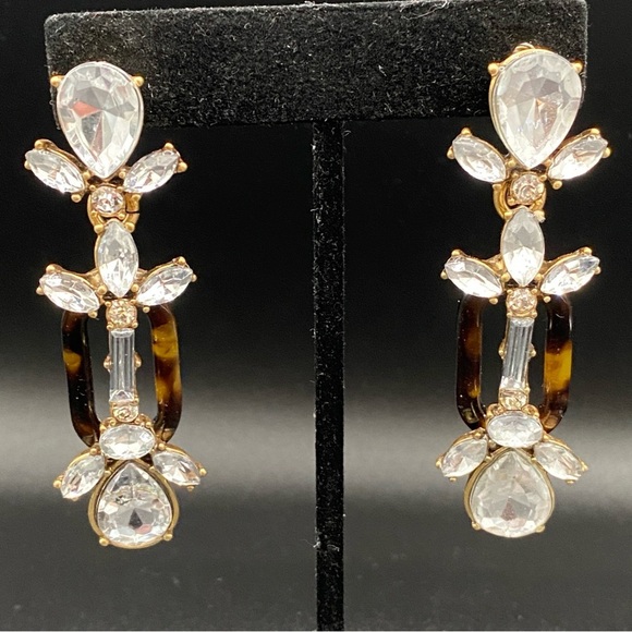 J.Crew Signed Tortoise Shell and Chunky Sparkly Dangle Earrings - Picture 8 of 11